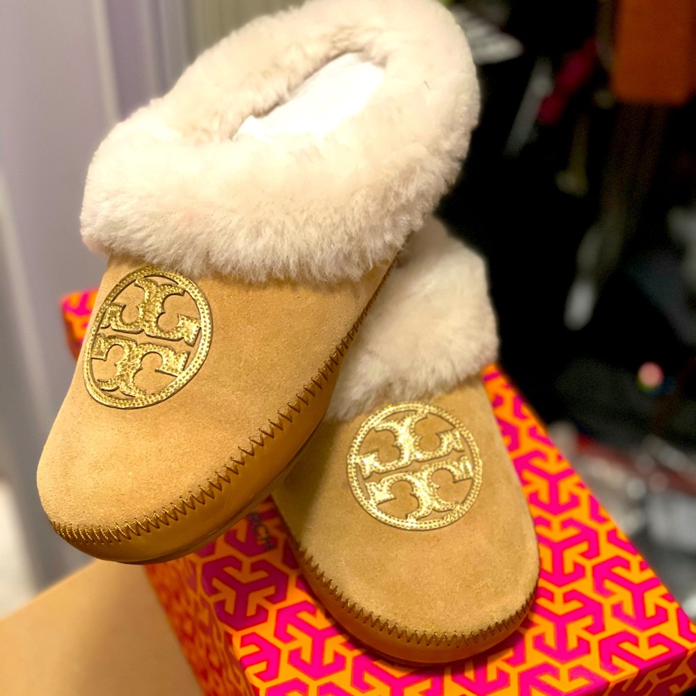 Tory Burch Suede Slippers, with original box